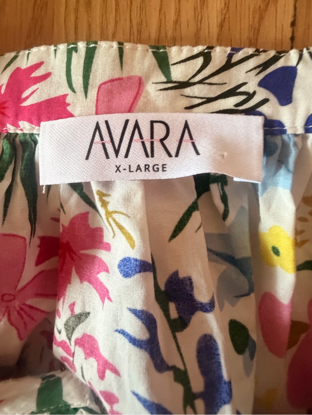 Avara Women's Multicolor Floral Cotton Button Up Blouse Balloon 3/4 Sleeve Sz XL - Picture 10 of 10